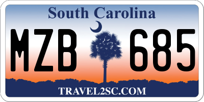 SC license plate MZB685