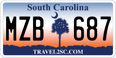 SC license plate MZB687