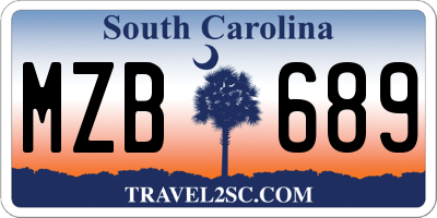 SC license plate MZB689