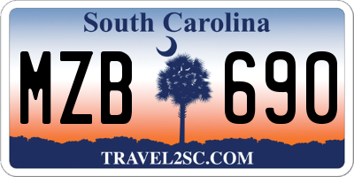 SC license plate MZB690