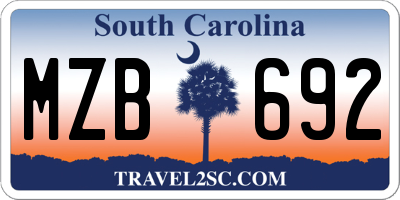 SC license plate MZB692