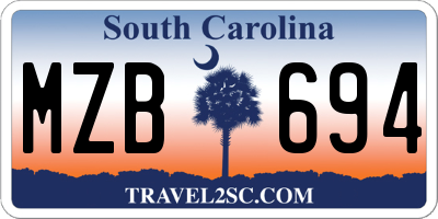SC license plate MZB694