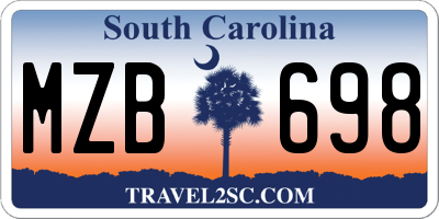 SC license plate MZB698