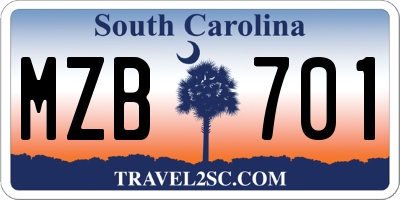 SC license plate MZB701