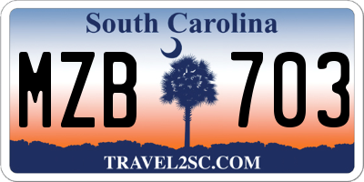 SC license plate MZB703