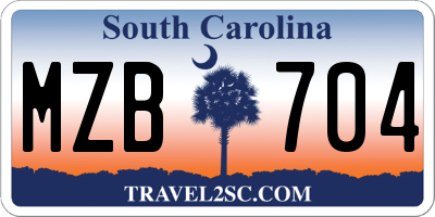 SC license plate MZB704