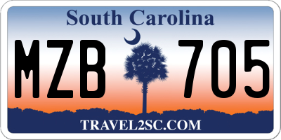 SC license plate MZB705