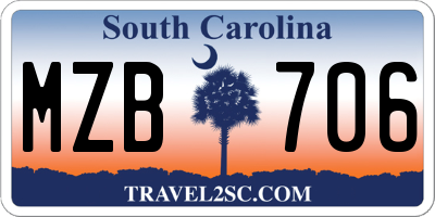 SC license plate MZB706