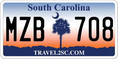 SC license plate MZB708