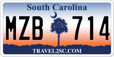 SC license plate MZB714