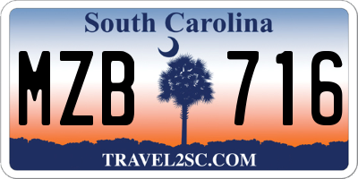 SC license plate MZB716