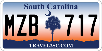 SC license plate MZB717