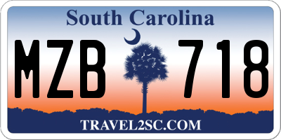SC license plate MZB718