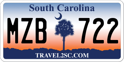 SC license plate MZB722