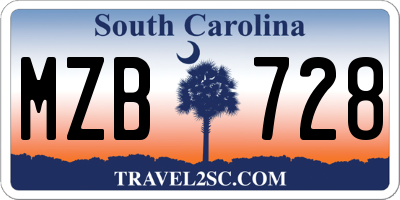 SC license plate MZB728