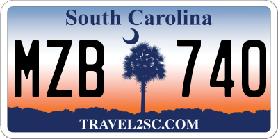 SC license plate MZB740