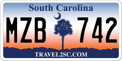 SC license plate MZB742