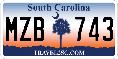 SC license plate MZB743