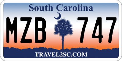 SC license plate MZB747