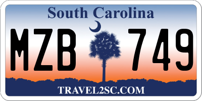 SC license plate MZB749