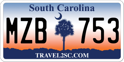 SC license plate MZB753
