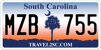 SC license plate MZB755