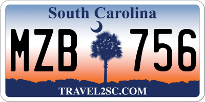 SC license plate MZB756