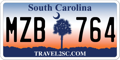 SC license plate MZB764