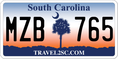 SC license plate MZB765