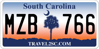 SC license plate MZB766