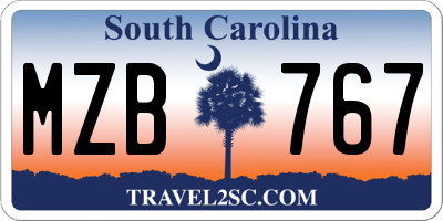 SC license plate MZB767