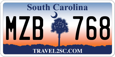 SC license plate MZB768