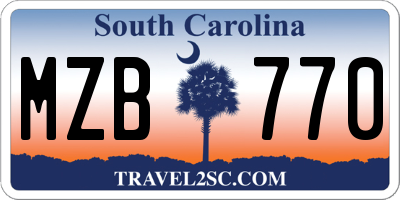 SC license plate MZB770