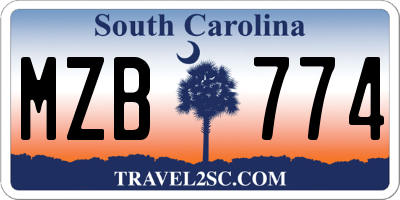 SC license plate MZB774