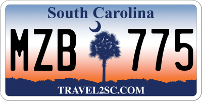 SC license plate MZB775