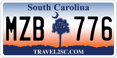 SC license plate MZB776