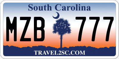 SC license plate MZB777