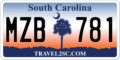 SC license plate MZB781