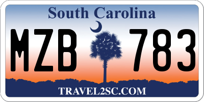 SC license plate MZB783