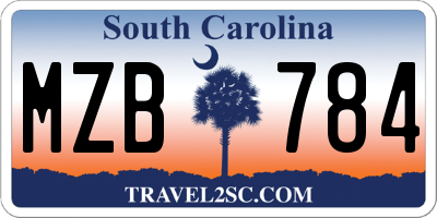 SC license plate MZB784