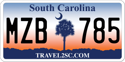 SC license plate MZB785