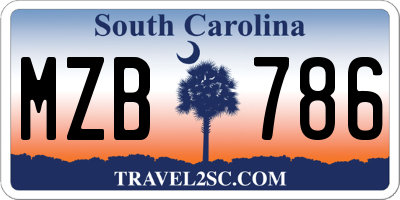 SC license plate MZB786