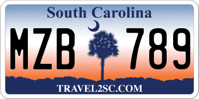 SC license plate MZB789