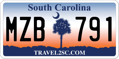 SC license plate MZB791