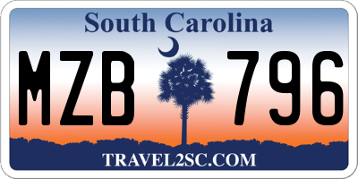 SC license plate MZB796
