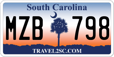 SC license plate MZB798