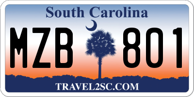 SC license plate MZB801