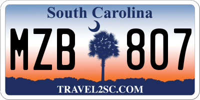SC license plate MZB807