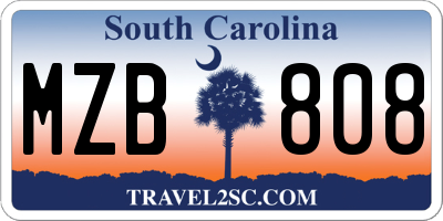 SC license plate MZB808