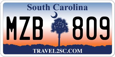SC license plate MZB809